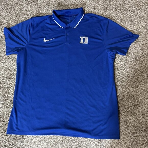 Duke Blue Devils Shirt Mens Large Blue NCAA Basketball Nike Dri-Fit Polo Golf - Picture 1 of 8